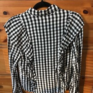 Gingham Ruffle Button Up